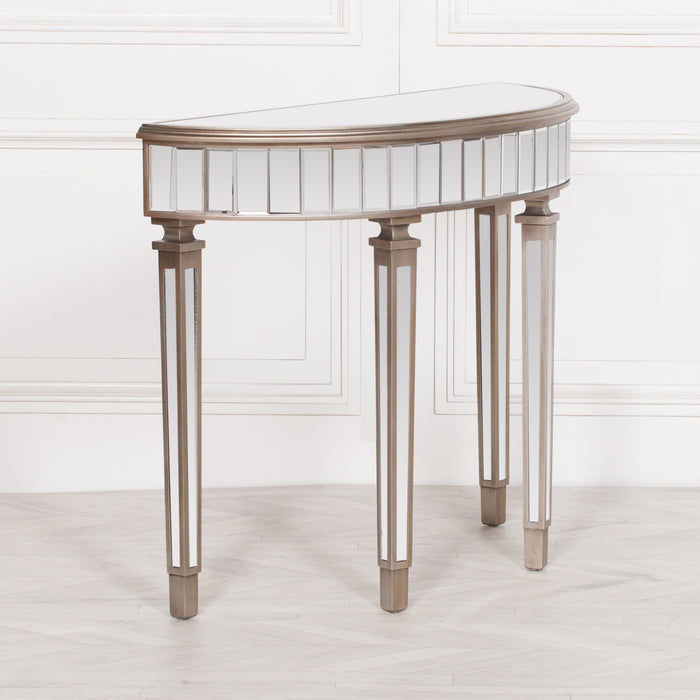 Champagne Silver Half Moon Mirror Console Table Modern Home Interiors