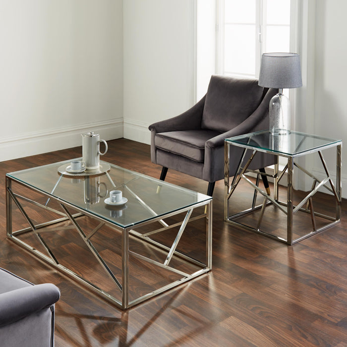 Abstract Geo Silver Coffee Table - Modern Home Interiors