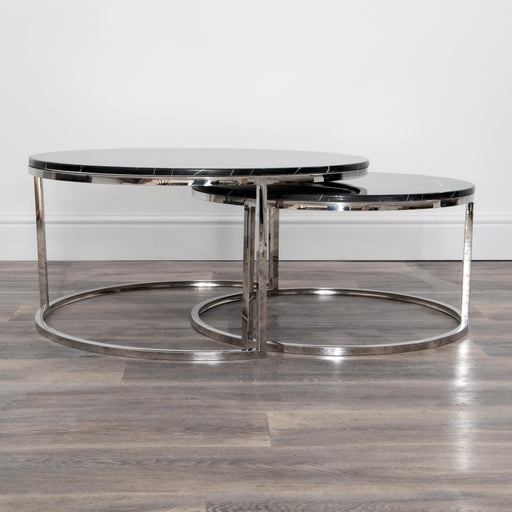 Ria Nest of 2 Black Marble Coffee Tables - Modern Home Interiors