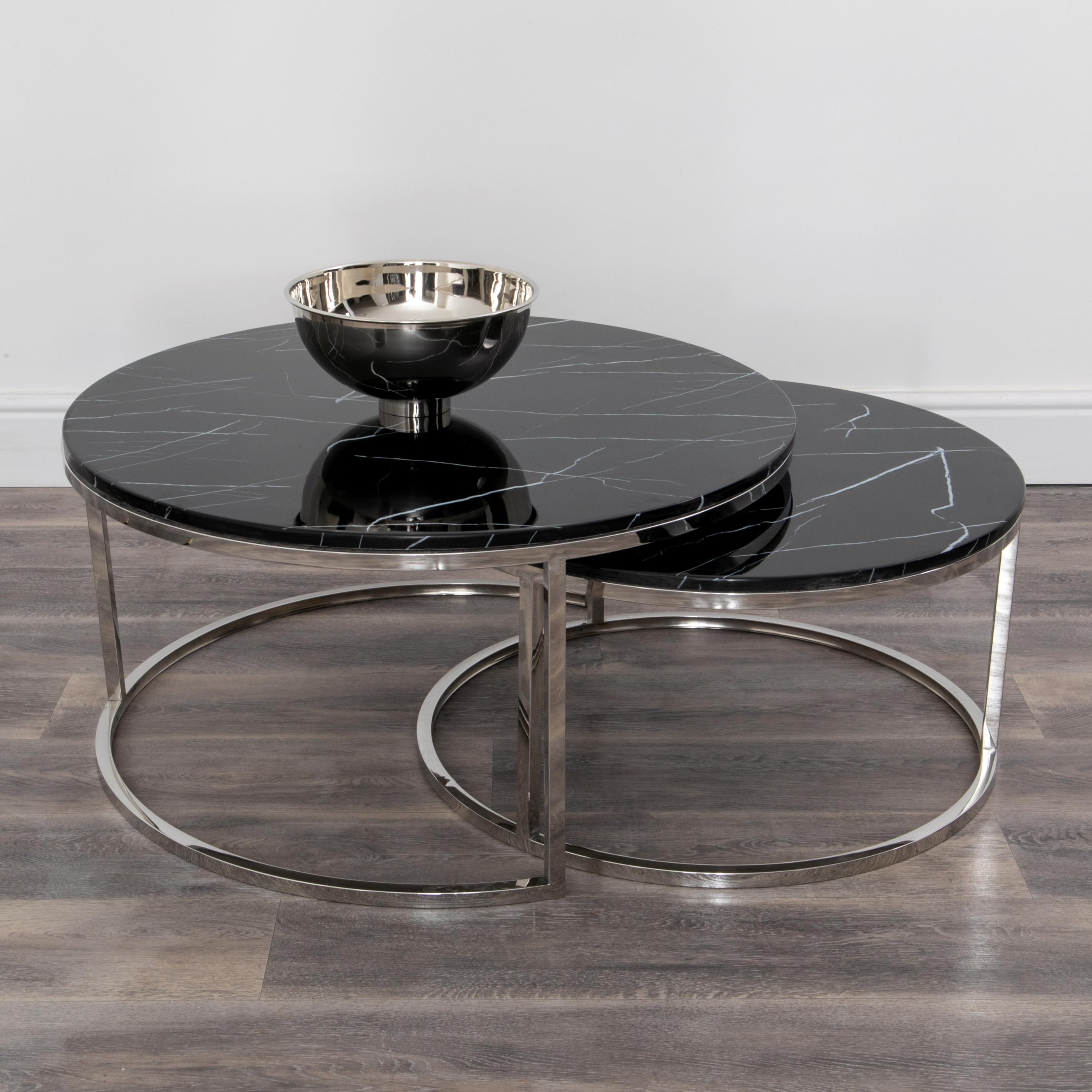 Ria Nest of 2 Black Marble Coffee Tables | Modern Home Interiors