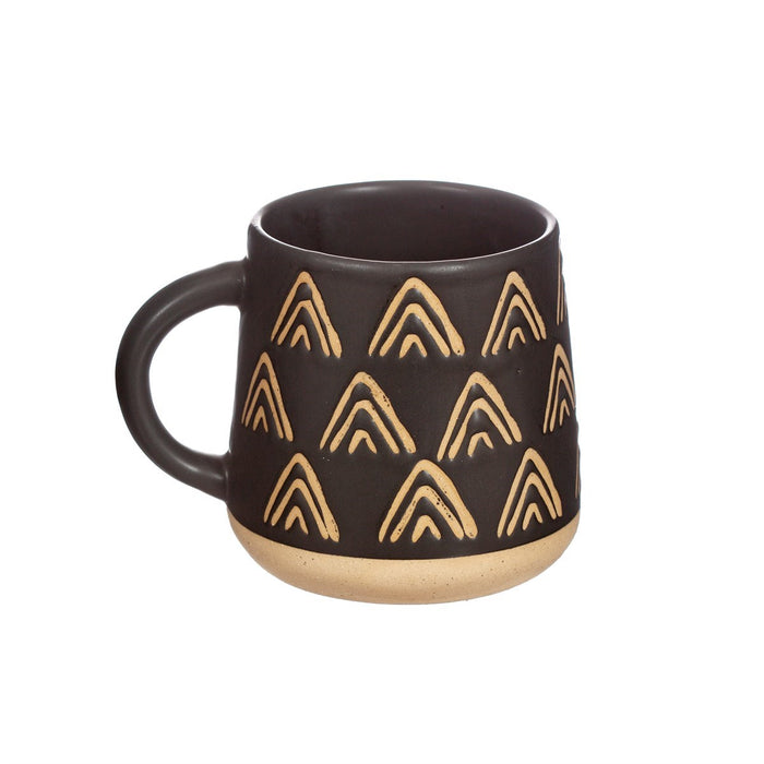 Wax Resist Triangles Black Mug