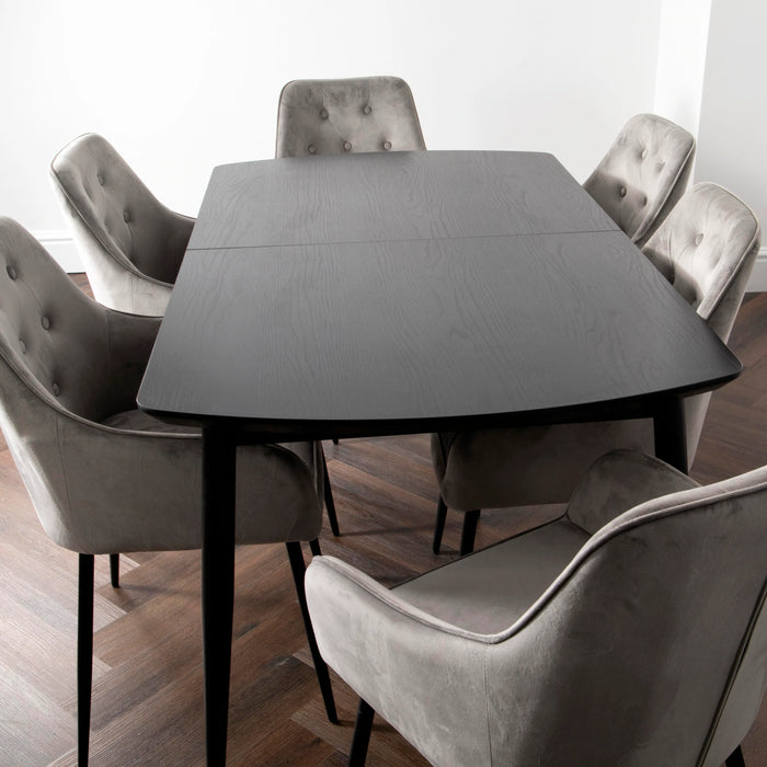 Oxford Dark Ash 160-200cm Extending Dining Table + Chesterfield Chairs Set