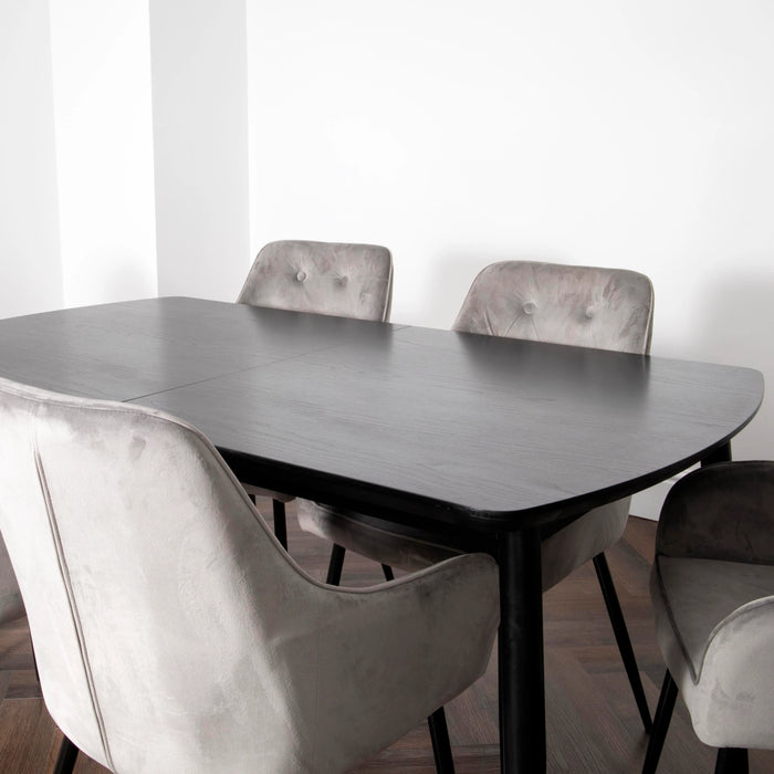Oxford Dark Ash 160-200cm Extending Dining Table + Chesterfield Chairs Set