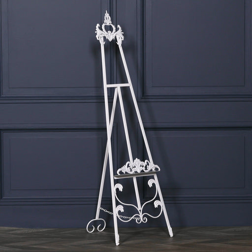 Antiqued French Style White Metal Easel - 165cm - Modern Home Interiors