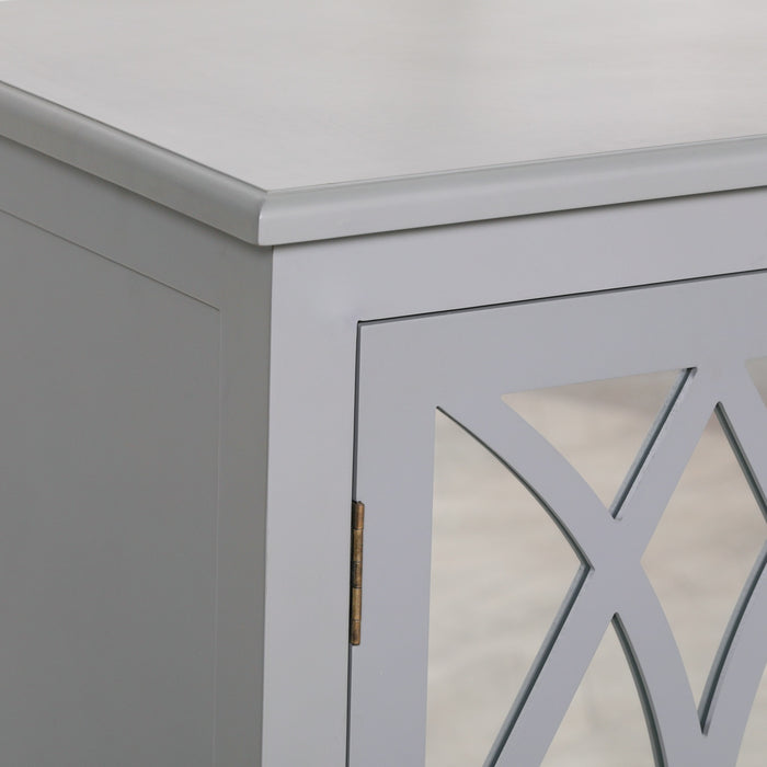 Grey Mirrored 2 Door Sideboard Cupboard - Modern Home Interiors