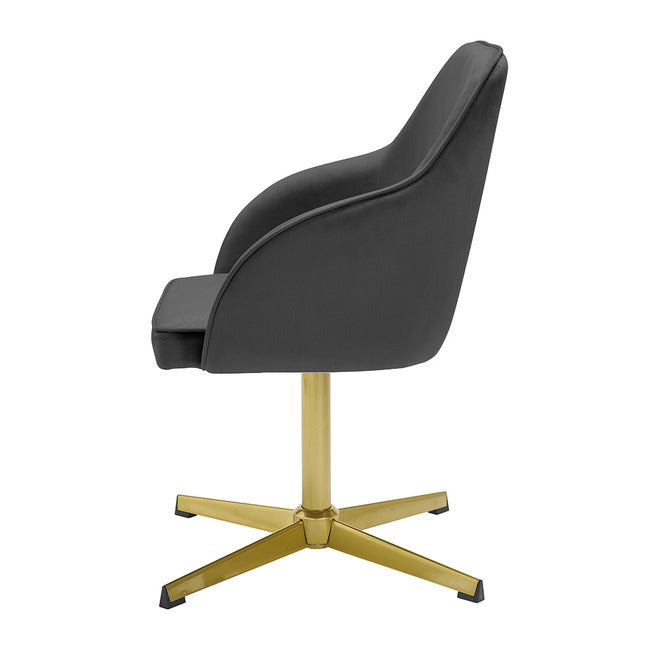 Felix Black Velvet Office Chair with Gold Legs