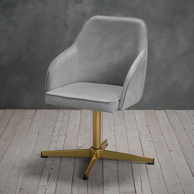 Felix Grey Velvet Office Chair with Gold Legs
