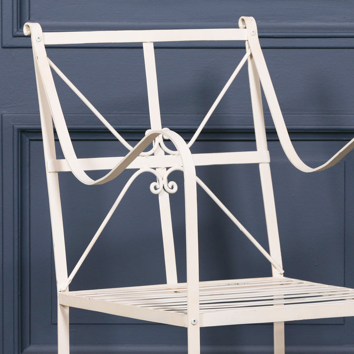Iron Frame Off White / Cream Distressed Garden Dining Chair