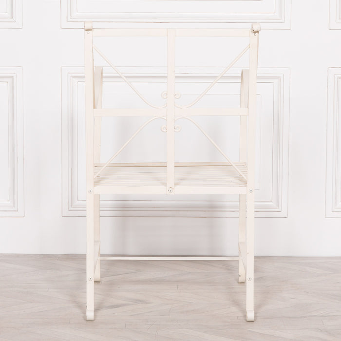 Iron Frame Off White / Cream Distressed Garden Dining Chair