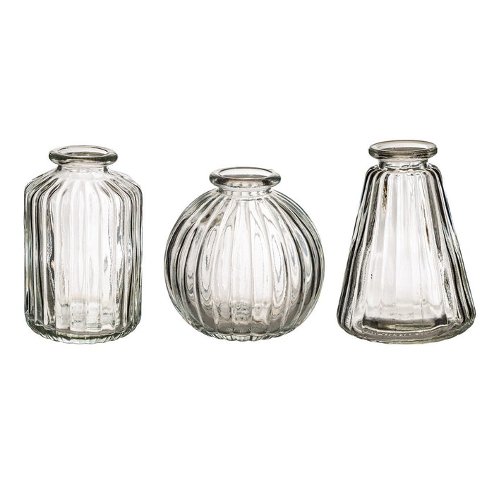 Set Of 3 Glass Bud Vases -  Plain Glass
