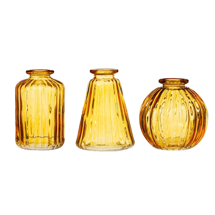 Set Of 3 Glass Bud Vases - Yellow