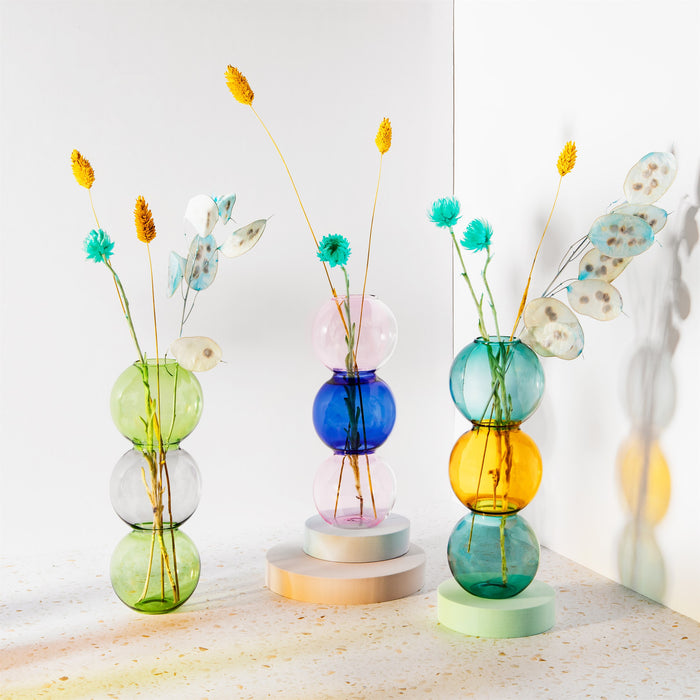 Brosolicate Glass Triple Bubble Vase - 3 Colours