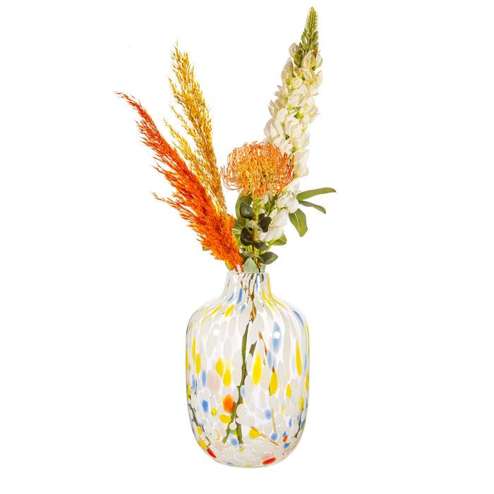 Large Multicoloured Speckled Glass Vase