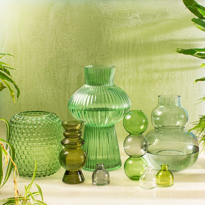 Glass Bobble Vase - Green