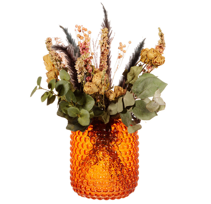Glass Bobble Vase - Amber/Orange