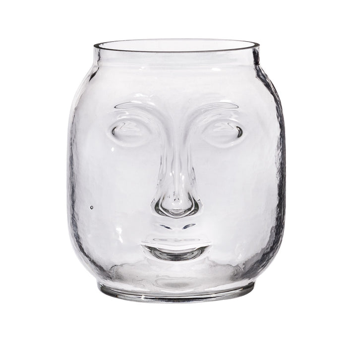 Glass Double Sided Face Vase - Clear