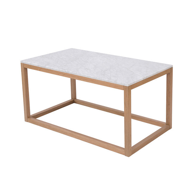 Harlow White Marble Top Coffee Table with Oak Legs