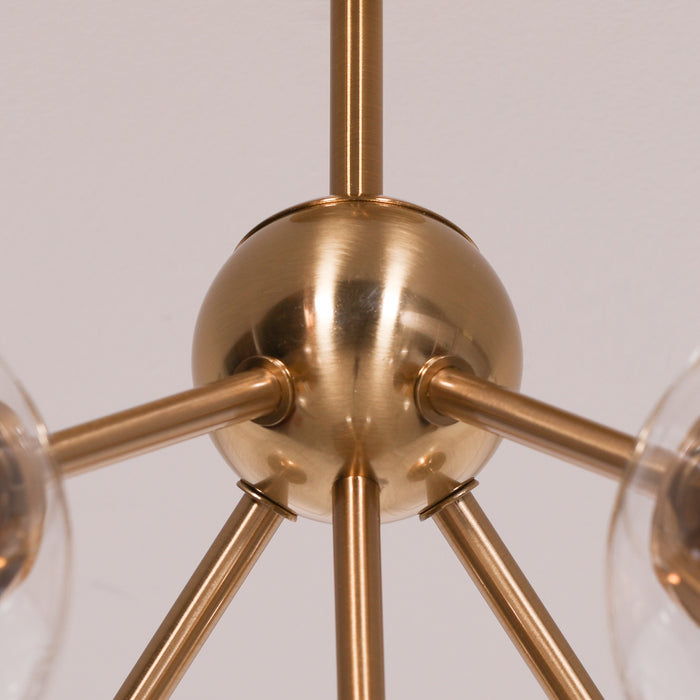 Satin Gold Art Deco 5 Arm Sputnik Glass Ball Ceiling Light