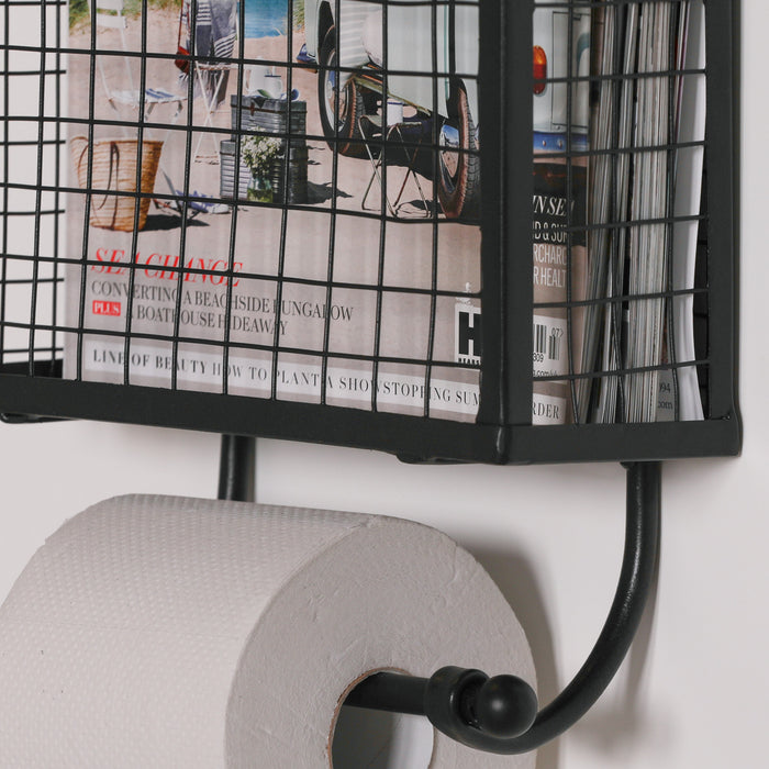 Black Wire Toilet Roll and Magazine Holder