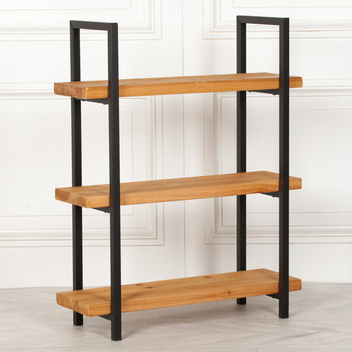 Rustic Wooden Industrial 3 Tier Bookcase Shelving Unit