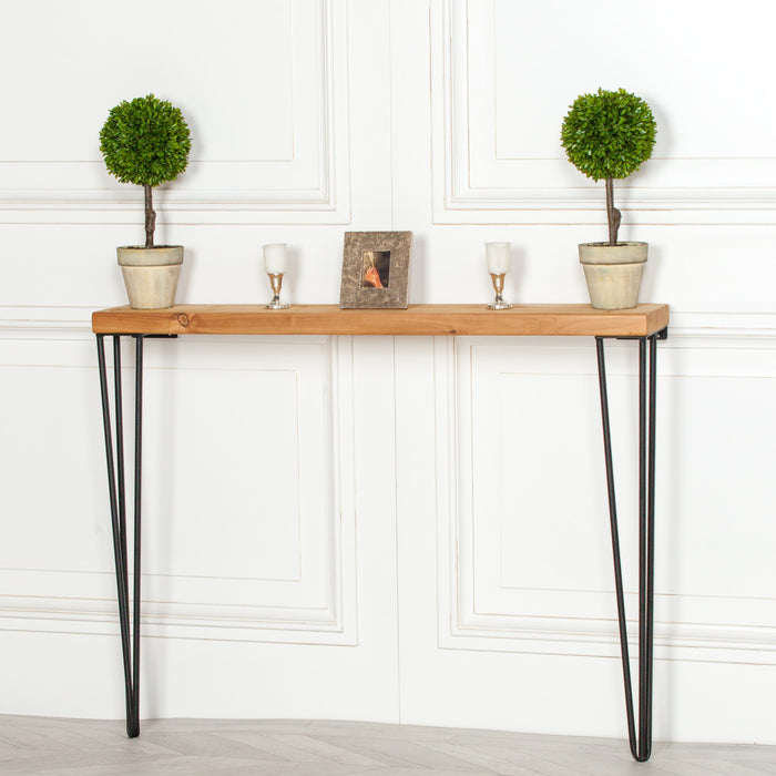 Rustic Wooden Hairpin Hall Console Table - 92cm - Modern Home Interiors