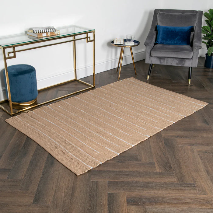 Woven Stripe Jute and Cotton Rug (3 Sizes)