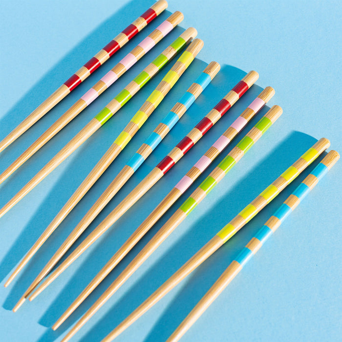 Striped Bamboo Chopsticks - Set Of 5