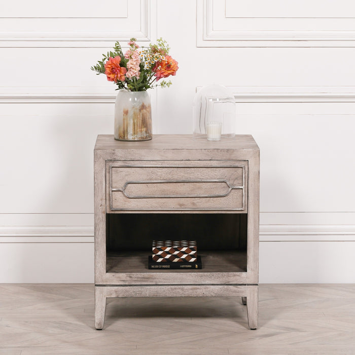 Rustic Mango Wood Bedside with Drawer