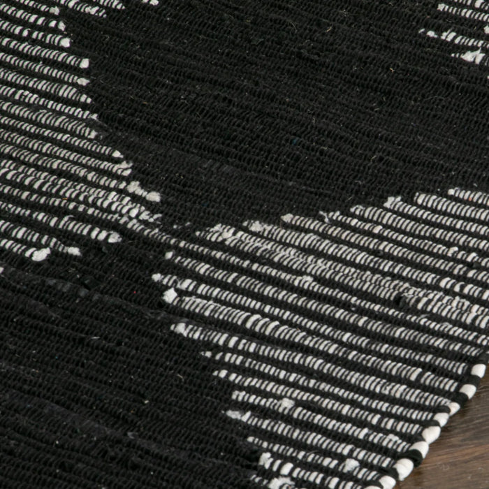 Lea Diamond Leather & Cotton Runner Rug (60 x 230cm)