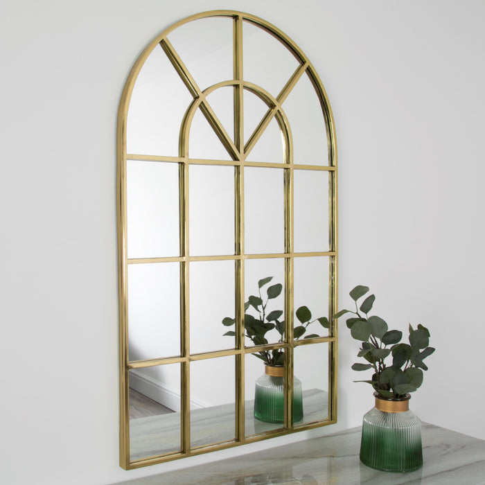 Gold Arc Grid Rome Mirror - Modern Home Interiors