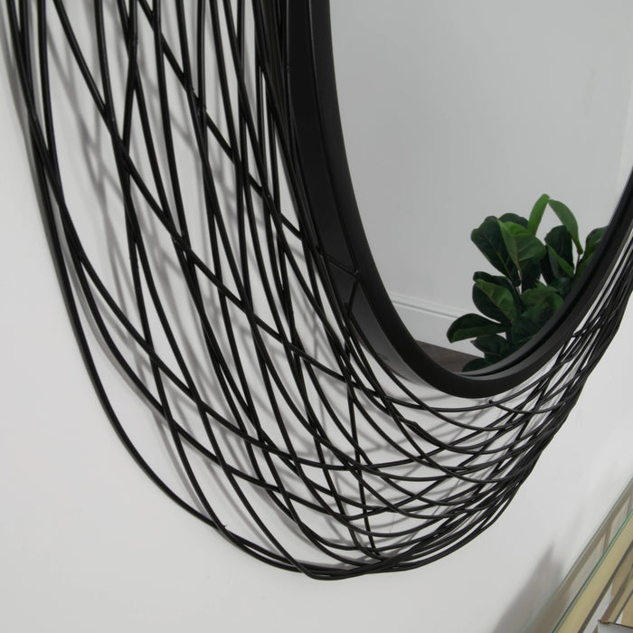 Metal Wire Nest Effect Metal Round Abstract Mirror 90cm