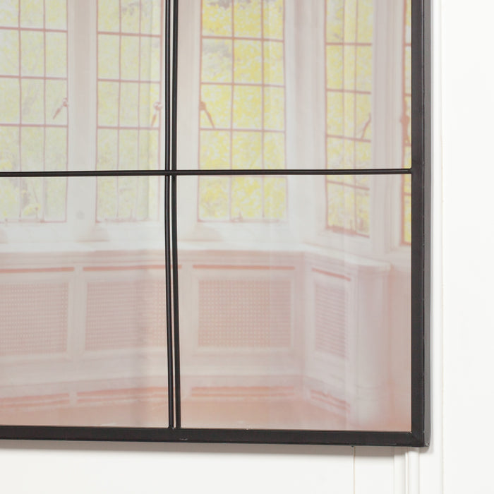 Black Metal Window Grid Mirror - 90cm - Modern Home Interiors