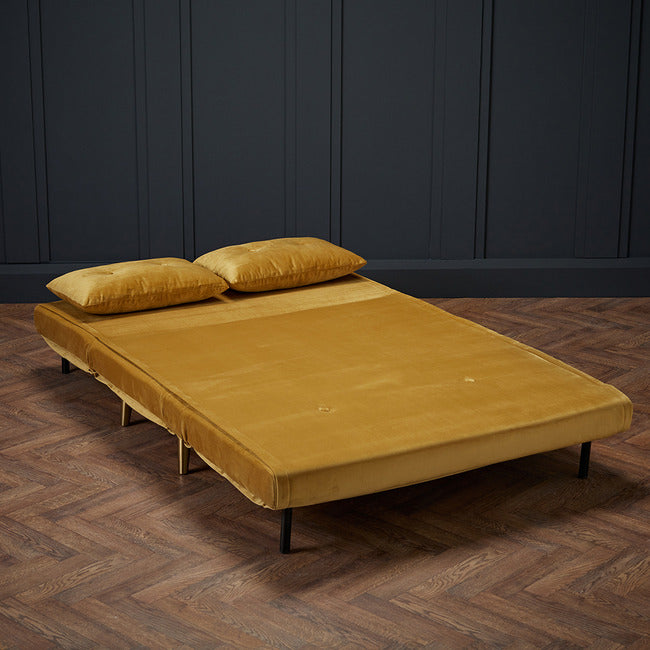 Madison Plush Velvet Sofa Bed - Mustard