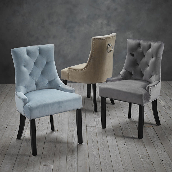 Morgan Grey Fabric Knockerback Dining Chair