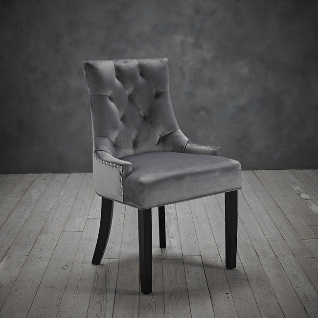 Morgan Grey Fabric Knockerback Dining Chair