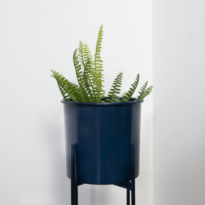 blue plant pot with stand Stilts Navy Blue Plant Holder