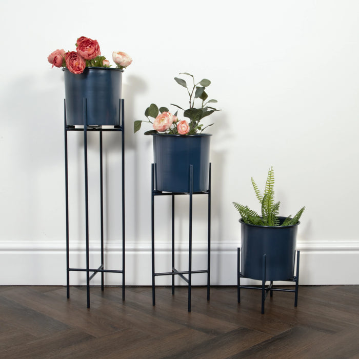 plant pot on stilts Stilts Navy Blue Plant Holder