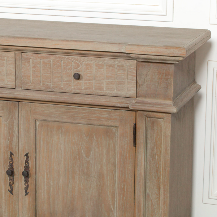 Rustic Classical White Cedar Wooden Sideboard 232cm