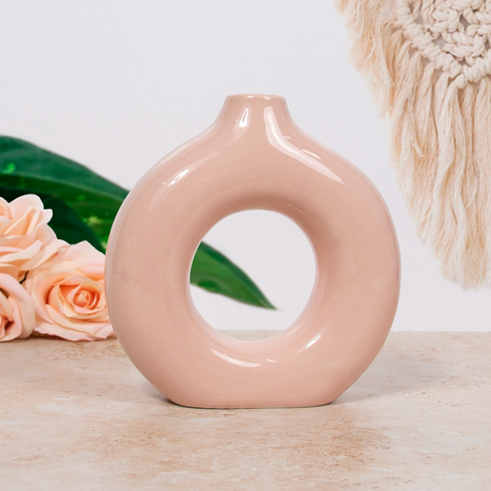 Ceramic Round Donut Vase - 18cm