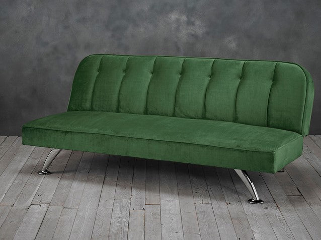 Sofa Bed Upholstered Soft Velvet Chrome Silver Legs