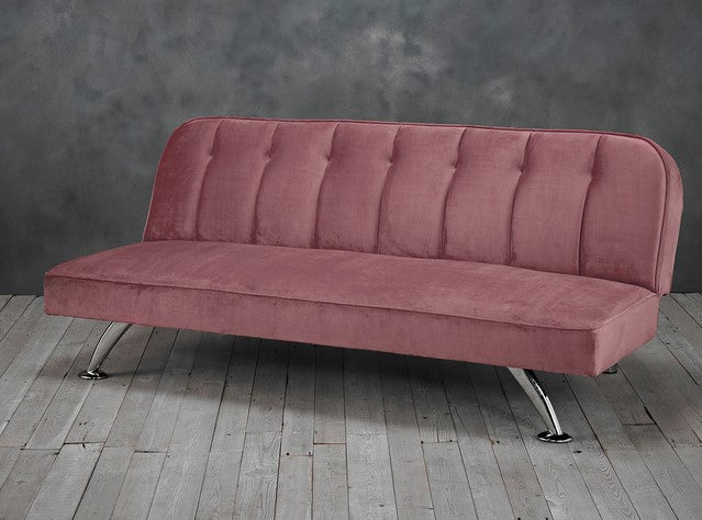 Sofa Bed Upholstered Soft Velvet Chrome Silver Legs