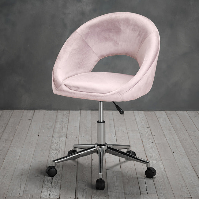 Skylar Pink Velvet Office Chair