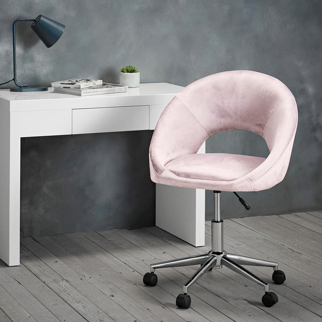 Skylar Pink Velvet Office Chair
