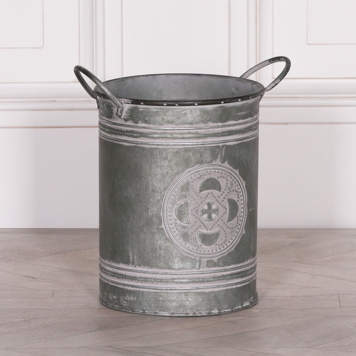 Metal Embossed Planter with Handles