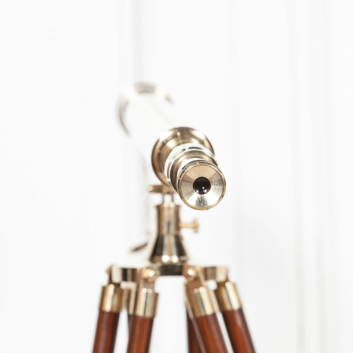 Brass Plated Telescope on Wooden Stand - Modern Home Interiors
