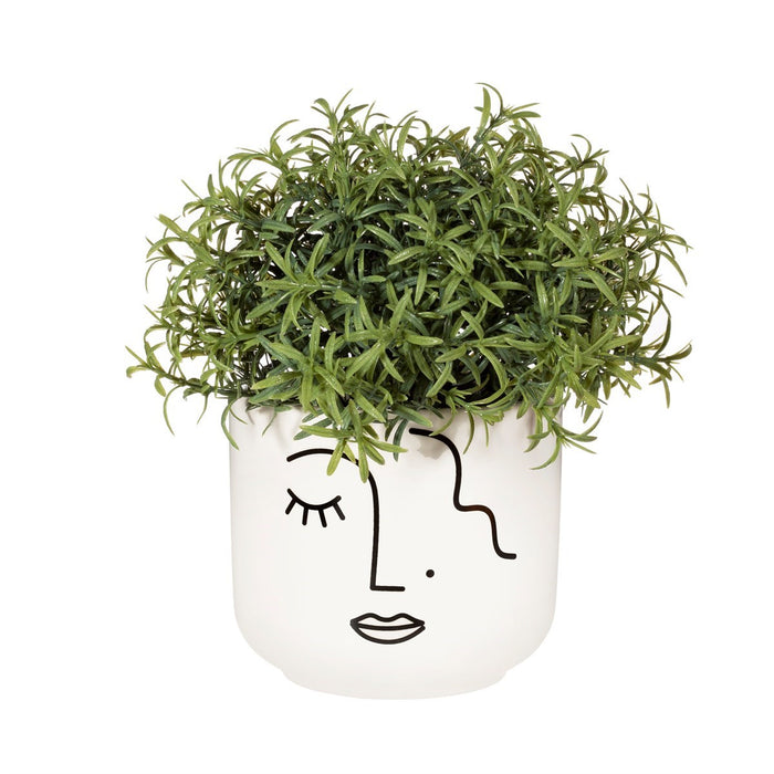 Abstract Face White Large Planter