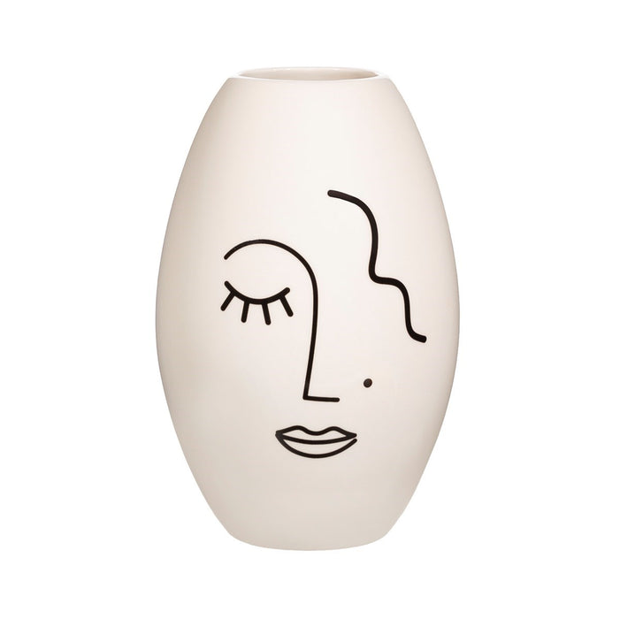 Abstract Face White Large Vase