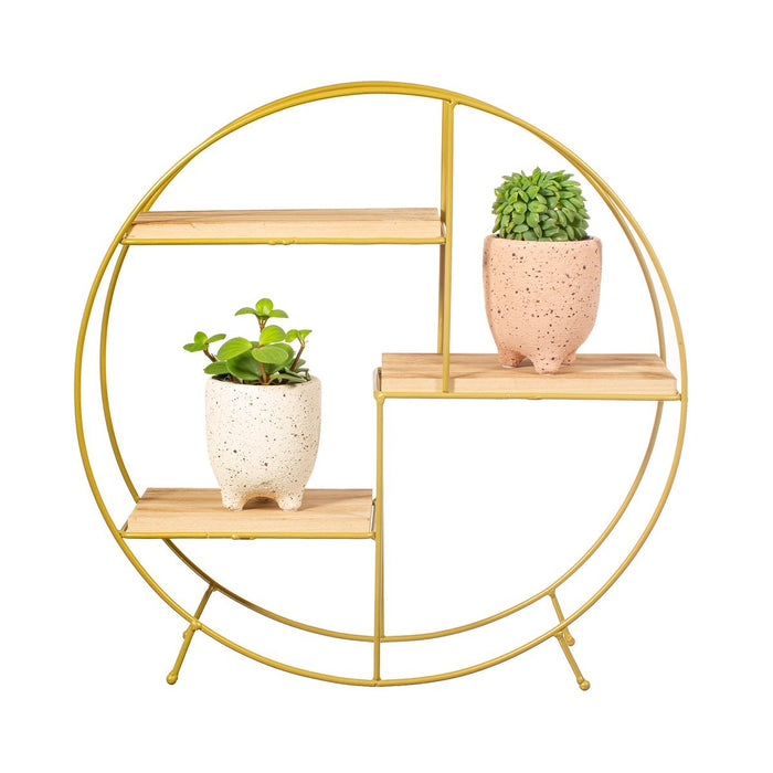 Stand Shelf Rounded Round Standing Shelf - Antique Gold | Modern Home Interiors