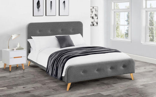 Astrid Curved Fabric Bed - Grey Linen - Modern Home Interiors