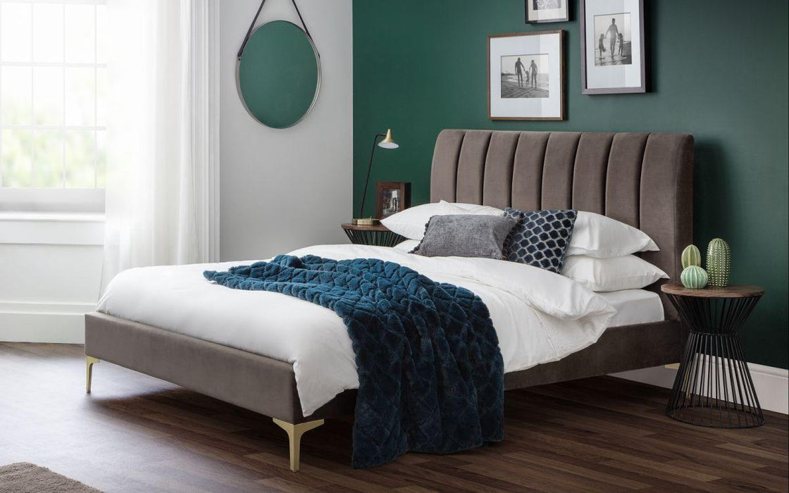 Deco Brown Velvet Bed Frame - Modern Home Interiors